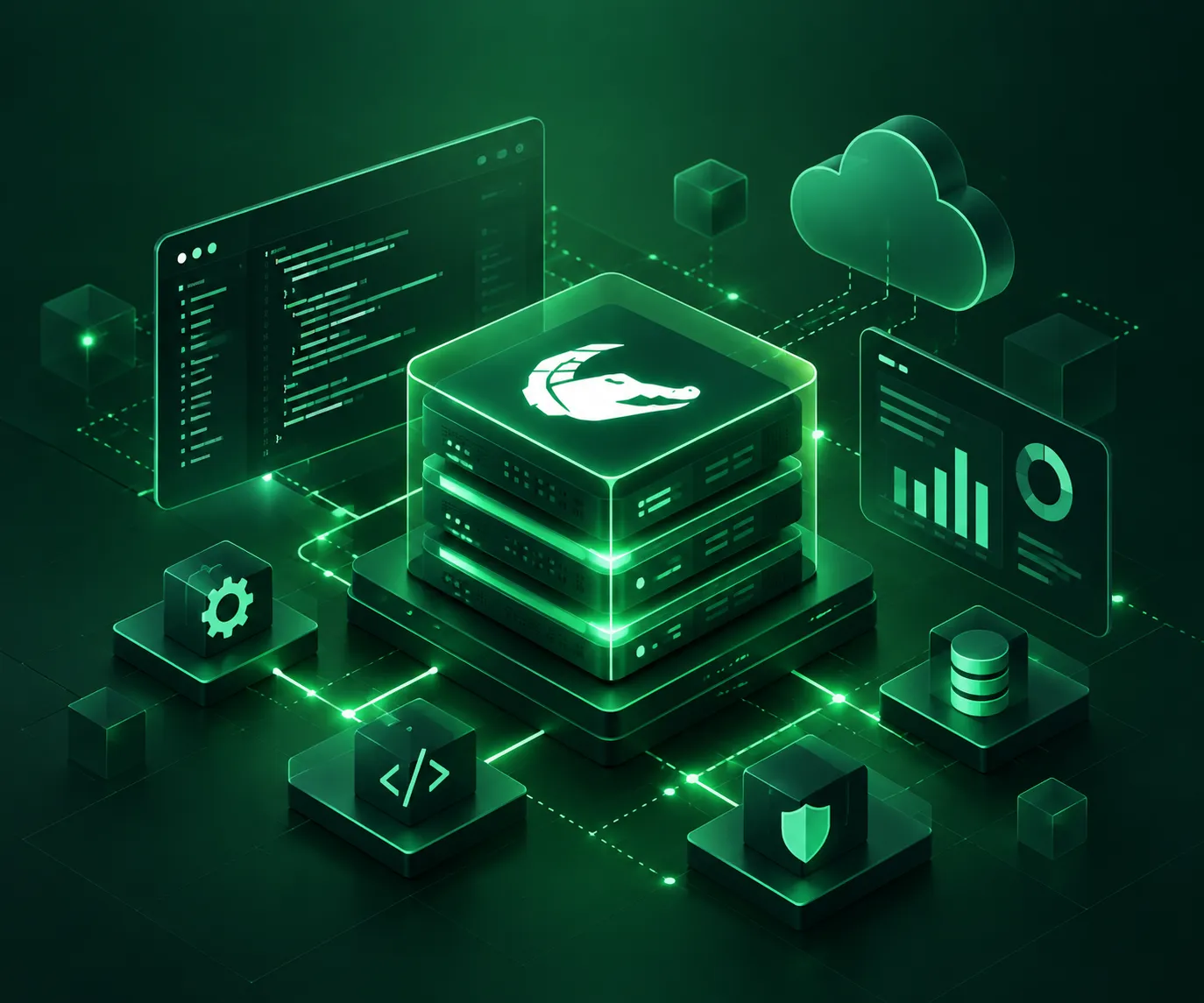 A Coredile system at the centre of its code, hosting, monitoring, data and security